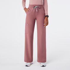 Official FIGS® Scrubs. Ridiculously Soft Scrubs Designed Just For You. Get Free Shipping On Orders $50+! | FIGS Womens Mauve High Waisted Isabel Wide Leg - Scrub Pant