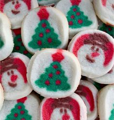 christmas cookies decorated with red, green and white icing