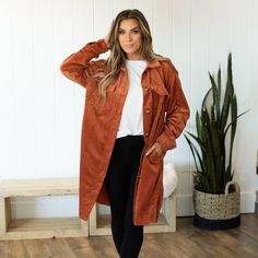 Get ready for your new favorite go-to corduroy shacket! It will keep you cozy and warm as our weather starts to to cool. Pair with your favorite denim or leggings or wear as a trendy dress with your favorite boots. 88% POLYESTER, 12% NYLON Light Brown hair Model is 5'5" and is wearing a Small Brunette Model is 5'8" and is wearing a Small Runs large. If you would like a less oversized look we recommend sizing down. Brown Hair Model, Corduroy Shacket, Brunette Models, Hair Model, Trendy Dress, Favorite Boots, Create Outfits, Light Brown Hair, Model Hair