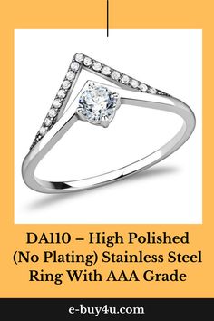 In Stock: Ships in 1 day

Category: Ring

Material: Stainless Steel

Finish: High polished (no plating)

Center Stone Type: AAA Grade CZ

Center Stone Name:

Center Stone Color: Clear

Weight (approx): 1.23 (g) Stainless Steel Rings, Steel Ring