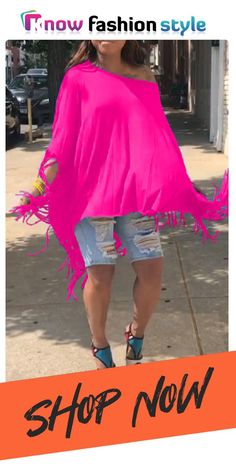 Rose Red Fashion Casual Solid Tassel Patchwork Asymmetrical Oblique Collar Tops Pink Fringed Top For Spring, Spring Pink Fringed Tops, Pink Fringe Top For Spring, Collar Top, Tops Online, Online Tops, Red Fashion, Wholesale Fashion, Red Roses