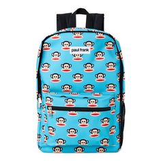 Stow your things in this cool Paul Frank-themed style featuring bold colors and a fun design. Padded straps with plenty of storage make this the perfect pick for your on-the-go days. Size: One Size.  Color: Blue.  Gender: unisex.  Age Group: kids. Paul Frank Backpack, Fun Blue School Backpack, Adjustable Blue School Bag, Adjustable Blue School Bags, Blue Fun Backpack, Blue School Backpack With Adjustable Straps, Adjustable Blue School Backpack, Blue Novelty School Bag, Blue Character Print Bag For Back To School