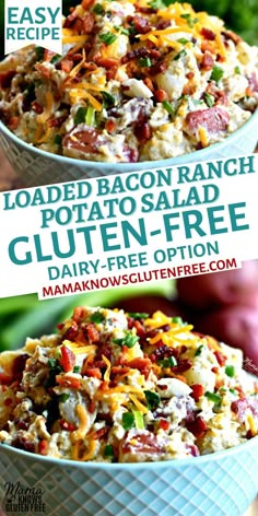 loaded bacon ranch potato salad with gluten free dairy - free option is an easy and delicious side dish