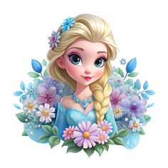 a frozen princess with flowers in her hair