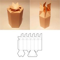 an origami box is cut out to look like it has been folded in half