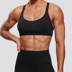 Crz Yoga Women's Strappy Sports Bra - Criss Cross Back Padded Medium Support Wireless Gym Bra Sexy Workout Yoga Bra Size- Xl Color- Savannah Model Is Wearing Black Black Sports Bra For Pilates, Black Sports Bra With Built-in Bra For Pilates, Squat Proof Sports Bra For Pilates, Black Sports Bra For Pilates With Medium Support, Breathable Black Sports Bra For Pilates, Black Sports Bra With Built-in Bra For Light Exercise, Black Sportswear Sports Bra For Pilates, Black Moisture-wicking Sports Bra For Pilates, Black Sports Bra With Light Support For Exercise