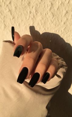 Black Coffin Nails, Black Acrylic Nails, Simple Acrylic Nails, Acrylic Nails Coffin Pink, Black Nail, Fire Nails, Pretty Acrylic Nails