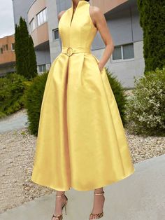 SkuCY-!168120MaterialDacron StyleLoose , A-line , Sleeveless FeaturePockets , Pleated , Belted , Solid Color NecklineV-neck OccasionUrban , Leisure Fashion SeasonsSpring , Summer TypeMidi Dresses ColorYELLOW,APRICOTSizeS,M,L,XL,2XL Please consult the size chart we provide for this item's measurements to help you decide which size to buy.Please note: There may be 1-3cm differ due to manual measurement.CMINCHBustWaistLengthHemlineS9280132280M9684133284L10088134292XL104921352962XL10896136300 Evening Midi Dress, Plain Maxi Dress, Yellow Midi Dress, Dress Stand, Plain Dress, V Neck Midi Dress, Elegant Dresses Long, Summer Party Dress, Dresses Women