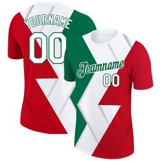 Custom Red White-Kelly Green 3D Mexico Performance T-Shirt T Shirt Sale, Blue Football, Orange Texas, Alpha Kappa Alpha, Suit Up, Red Tshirt, Logo Color, Sports Fan, The Court