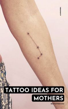 a woman's arm with stars on it and the words tattoo ideas for mothers