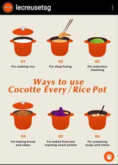 the instructions for how to use coconut every rice pot