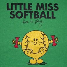 a green t - shirt with an image of a little miss softball