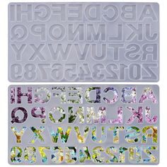 the letters and numbers are made out of clear plastic with colorful flowers on each letter