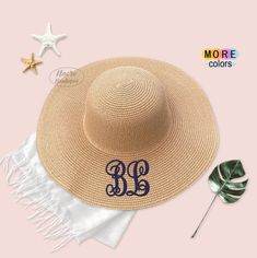 Personalized Floppy Sun Hat. Monogram Hat. Travel Gift. Bachelorette Hats. Embroidered Sun Hat. Personalized Bridesmaid Robes. Honeymoon Hats. HOW TO TO ORDER A. Enter Custom Monogram: B. Enter Font option: Find Image 9 Example: A: MGH B: Mono 14 Example: Front Side Initial : A Font Name: Mono 3 Thread: Gold Made of 100% Comped Cotton Embroidered and Sold From USA Production Time is 1-5 Business Days. Cheap Personalized Beach Hats, Beach Sun Hat With Embroidered Short Brim, Embroidered Straw Hat For Beach With Short Brim, Summer Vacation Hats With Embroidery, Summer Beach Sun Hat With Embroidery, Summer Sun Hat With Embroidered Curved Brim, Summer Vacation Embroidered Hats, Embroidered Sun Hat With Short Brim For Vacation, Summer Embroidered Sun Hat For Beach