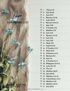 a calendar with blue flowers and the words hope on it