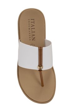 Show off beachy style with this slide sandal featuring a thong toe, comfortable elastic strap and comfortable cushioned footbed. 1" heel Synthetic upper, lining and sole Made in Italy Beachy Style, Strap Sandals Women, Womens Sandals Flat, Nordstrom Store, Anniversary Sale, Sandal Women, Flat Sandals, Strap Sandals, Slide Sandals