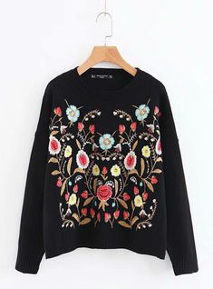 Gender:WomenMaterial Composition:cottonDecoration:EmbroiderySleeve Style:RegularClothing Length:RegularTechnics:Computer KnittedStyle:BohemianItem Type:PulloversThickness:StandardCollar:O-NeckSleeve Length(cm):FullClosure Type:NoneMaterial:CottonPattern Type:Floral Bohemian Floral Print Winter Sweater, Bohemian Long Sleeve Embroidered Sweater, Bohemian Floral Print Sweater For Fall, Bohemian Winter Sweater With Floral Embroidery, Applique Designs Free, Knit Embroidery, Embroidery Dress Pattern, Flower Sweater, Urban Threads