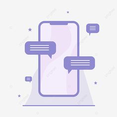 a phone with two chat bubbles on the screen, icon, flat design png and psd