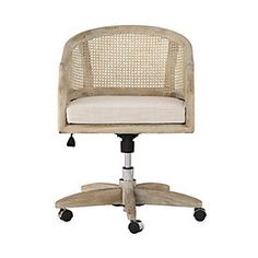 an office chair with wheels and a cushion on the seat is shown in front of a white background