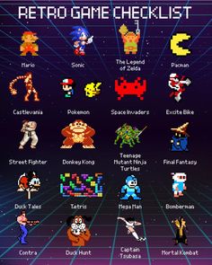 the retro video game checklist is shown in this screenshote screen graber