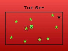 a red background with green stars and the words, the spy