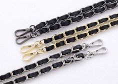 Leather Metal Chain Strap With Snap Hook*  Chain Width: 10mm *Clasp:   length: 3.4cm/1.33", width: 1.4cm/0.55", Clasp Opening width: 5mm/0.19"* Material:  Iron + Plating, PU leather* Metal Color: Gunmetal, silvery, light golden  Leather Color: Black* Listing is for one color one size 1 piece, limitedAny queries, please convos me freely! Chain Strap Bag, Purse Handles, Shoulder Strap Bag, Handbag Handles, Gold Handbags, Bag Chain, Purse Strap, Handbag Straps, Bag Handle