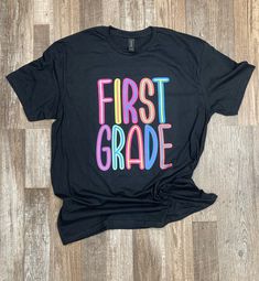 Gildan softstyle youth shirt. 100 percent cotton. Perfect back to school shirt. We also have adult sizes available. Back To School T-shirt With Heat Transfer Vinyl, Short Sleeve T-shirt For School Events In Summer, Black T-shirt For Back To School, Fun Letter Print T-shirt For End Of School Year, Fun T-shirt For End Of School Year, End Of School Year Fun T-shirt With Letter Print, Fun T-shirt With Text Print For Back To School, Cotton T-shirt With Name Print For School Events, Black T-shirt With Heat Transfer Vinyl For School