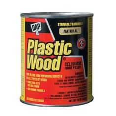 a can of plastic wood is shown with the price label below it