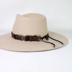 Natural feather hat band. Adjustable with a leather tie. Colors: Copper/brown, greyish blue, iridescent black. Natural colored feathers Adjustable hatband Approx. 1 inch wide *This product is for 1 single hat band. Hat not included. Adjustable Hat Bands For Country Events In Fall, Adjustable Brimmed Fur Felt Fedora, Adjustable Fur Felt Fedora Hats, Adjustable Country Hat Bands For Fall, Adjustable Flat Crown Panama Hat For Fall, Adjustable Flat Crown Hat For Fall, Adjustable Brown Fur Felt Fedora, Adjustable Fur Felt Panama Hat With Short Brim, Adjustable Brown Boater Hat For Country Events