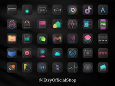 an image of a black background with various app icons on the bottom right hand corner