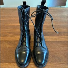 Size:38 I Have Only Worn It A Few Times And There Are Leather Creases On The Surface. Brogue Boots, Leather Brogues, Bootie Boots, Ankle Boots, Black Leather, Women Shoes, Boots, Leather, Women Shopping