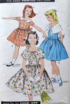 Advance 8980 - Adorable Girls' / Tweens' 1950s Dress Pattern - Full Skirt & Several Collar Options - Vintage Dresses For School In Spring, Retro Dresses With Ruffles And Full Skirt, Spring Retro Petticoat, Retro Fitted School Dress, Retro Dress With Peter Pan Collar And Ruffles, Retro Fitted Dress For School, Retro Dress With Ruffles And Peter Pan Collar, Retro Short Sleeve School Dresses, Vintage Full Skirt Costume Dress