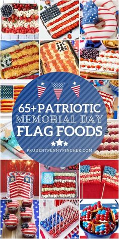 patriotic memorial day flag foods collage with text overlay