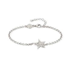 Silver Cubic Zirconia Star Of David Jewelry, Silver Sparkling Chain Bracelet Gift, Silver Sparkling Chain Bracelet For Gift, Sparkling Silver Chain Bracelet Gift, Elegant Silver Star Chain Bracelet, Elegant Sterling Silver Star Bracelet, Elegant Silver Star-shaped Chain Bracelet, Elegant Sterling Silver Bracelets With Star Charm, Sparkling White Gold Sterling Silver Bracelets