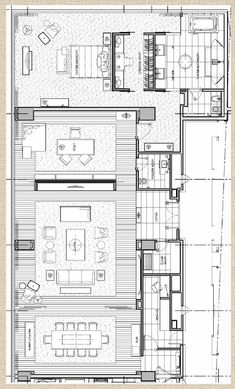 the floor plan for a modern house with two floors and three living areas, as well as