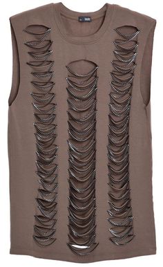 a t - shirt with metal spikes on the front and back, all in brown