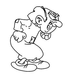 an old cartoon character with his mouth open and tongue out, sitting on the ground