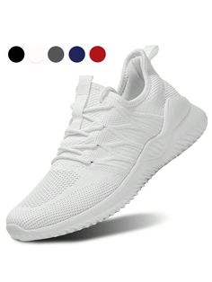 White  Collar   Plain  Embellished   Men Shoes Casual Slip-resistant Walking Shoes For Light Exercise, Comfortable Non-slip White Walking Shoes, Comfortable Gray Slip-resistant Running Shoes, White Non-slip Slip-on Running Shoes, Comfortable Gray Running Shoes, Comfortable Non-slip Gray Running Shoes, Comfortable White Running Shoes With Rubber Sole, White Fade-resistant Slip-on Sneakers, Comfortable Slip-resistant Sneakers For Light Exercise