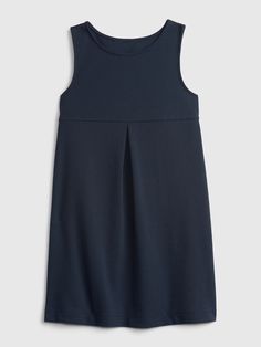 This jumper is made with 24% recycled polyester.   Less waste in the world.  More great uniforms for you.  Soft woven knit.  Crewneck.  Tank straps. Sleeveless Gap Dresses For Work, Gap Sleeveless Workwear Dresses, Gap Cotton Dress For Work, Kids School Dress, Kids Uniform, Kids Uniforms, School Dresses, Pinafore Dress, Gap Kids