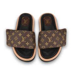 Shoes Louis Vuitton, Platform Slides, Louis Vuitton Official, Brown Shoe, Small Leather Goods, Shopping Trip, Comfortable Fashion