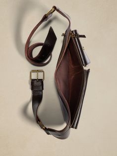 Morocco Leather Belt Bag | Banana Republic Luxury Belt Bag With Zipper For Daily Use, Luxury Belt Bag With Zipper Pocket, Luxury Crossbody Belt Bag With Removable Belt, Luxury Rectangular Belt Bag With Zipper Pocket, Luxury Belt Bag With Zipper Closure, Luxury Leather Shoulder Belt Bag, Luxury Brown Belt Bag With Removable Belt, Travel Pouch Bag With Removable Belt, Brown Shoulder Bag With Removable Belt For Travel