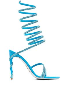 Satin Sandals, Embellished Heels, Rene Caovilla, Latest Fashion Design, Embellished Sandals, Moon Boots, Dolce E Gabbana, Blue Sandals, Sandals Brands