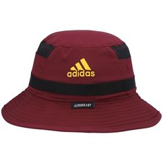 Shade your head like the Arizona State Sun Devils on game day with this Sideline bucket hat. This adidas headwear features stylish graphics and integrated AEROREADY fabric technology to keep your head cool throughout the day. Whether you're watching the Arizona State Sun Devils game or enjoying the outdoors, you'll enjoy the same gear the team wears on the sidelines when you choose this eye-catching cap. Looped band for attaching accessories Surface washable Structured fit Officially licensed St Casual Adidas Logo Hats For Outdoor, Adidas Logo Snapback Hat For Sports Events, Casual Adidas Outdoor Hat, Adidas Adjustable Curved Brim Hats, Adidas Adjustable Hat With Curved Brim, Adjustable Adidas Curved Brim Hat, Adidas Casual Hat For Sports Events, Adidas Curved Brim Adjustable Hat, Casual Adidas Hat For Sports Events