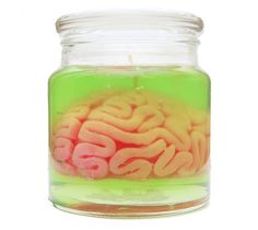 a jar filled with lots of different types of brain candy in it's lid