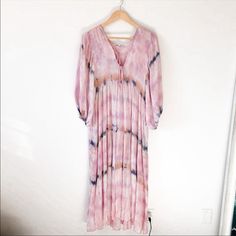 Young Fabulous & Broke Tie Dye Boho Dress Pink, Blue And Orange Tie Dye Boho Beachy Look 3/4 Sleeves With Elastic Cuff Creating Balloon Sleeve Look Lightweight Fabric Perfect Girly Dress For Vacations, Bachelorettes, Showers And Everyday Summer Wear Size Xs But Can Easily Fit A Small-Medium As Well. Dress Is Very Flowy Fitted Pink Bohemian Midi Dress, Flowy Pink Dress For Daywear, Pink Rayon Dress For Spring, Pink Bohemian Midi Dress For Daywear, Pink Rayon Midi Dress, Pink Rayon Dress For Daywear, Pink Rayon Maxi Dress With Short Sleeves, Pink Bohemian Rayon Dress, Pink Midi Length Rayon Dress