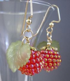 Lucite Earrings - Christmas Earrings - Dangle Earrings - Gold Filled Earrings - Red Earrings -Lucite Elegant Beaded Earrings For Holiday, Elegant Beaded Christmas Earrings, Elegant Beaded Earrings For Christmas, Berry-colored Beaded Jewelry With Round Beads, Handmade Berry Colored Earrings For Gift, Handmade Berry Earrings For Gift, Handmade Pink Jewelry For Holiday, Drake Fashion, Lucite Earrings