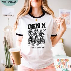 Embrace your Generation X spirit with our Gen X Shirt featuring funny quotes and sarcastic sayings that perfectly capture the essence of being raised in the 70's, '80s and '90s. This nostalgic gift is not just a t-shirt, but a statement piece for those who appreciate humor and sarcasm. Whether you're looking for a funny t-shirt for yourself or a unique gift for a fellow Gen Xer, our retro-inspired tee is sure to bring a smile to your face. Join the Gen X tribe and rock this shirt with pride! All Retro White T-shirt For Birthday, Born In The 70s, Sarcastic Sayings, 70s Shirts, Tshirt For Women, Nostalgic Gifts, The 70s, Retro Inspired, Statement Pieces