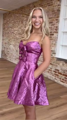 Glitter Strapless Peacock Short Party Dress with Bow Mini Homecoming Dress, Homecoming Dresses For Teens, Mini Homecoming Dresses, Short Party Dress, Satin Short, Homecoming Dress, Dress With Bow, Homecoming Dresses, Homecoming