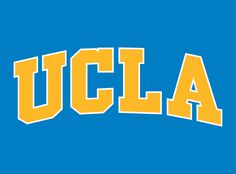 the word ucla in yellow and blue