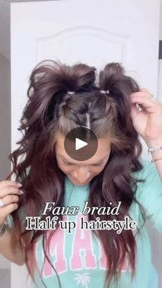 3.3K views · 10K reactions | Faux braid half up hairstyle on “dirty” hair 🫶 Love a style like this for extending hair wash day 👌 SAVE for later and give it a try! 😘 

➡️Comment HAIR below to receive a DM with the link to shop this post on my LTK https://liketk.it/4REmT

#halfuphairstyle #fauxbraidtutorial #dirtyhair #hairstyleidea #hairreel #hairstyletutorial #cutehairstyle #funhairstyles #hairstyleinspo #halfuphair | Amelia Gaerte | ameliarose__xo · Original audio Wavy Hairstyles With Braid, Half Hair Braided Hairstyles, Long Wavy Hairstyles Half Up, High Half Ponytail Hairstyles, Hair Styles For Concerts, Half Up Half Down Updo, Braid Half Up, Faux Braid, Hair Pull